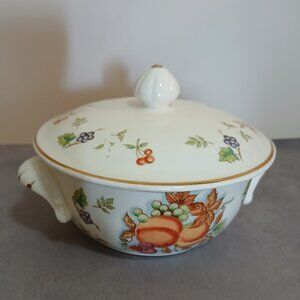 Vintage Golden Harvest/Fruit Deco. Oven to Table-Ware Small Lidded Dish